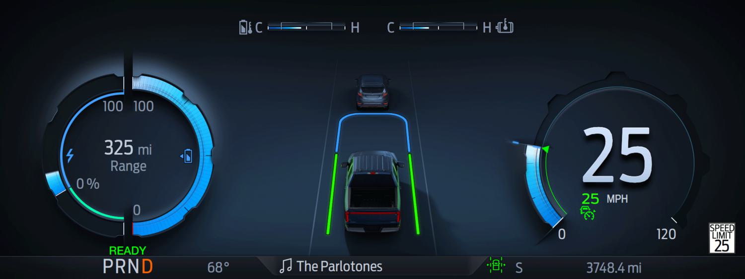 Ford driver display showing connected electric vehicle intelligence