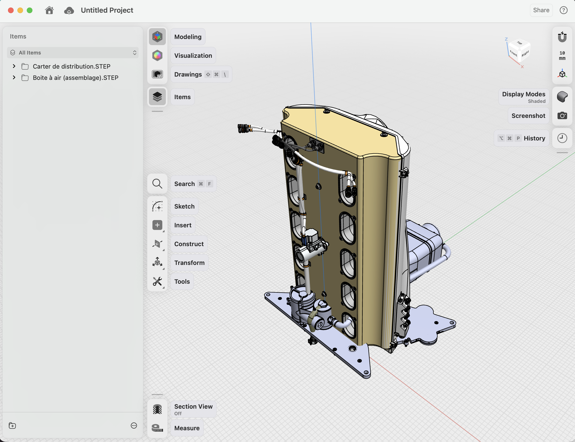 Samuel-supplied working screenshot of the PULSE engine assembly in design software.