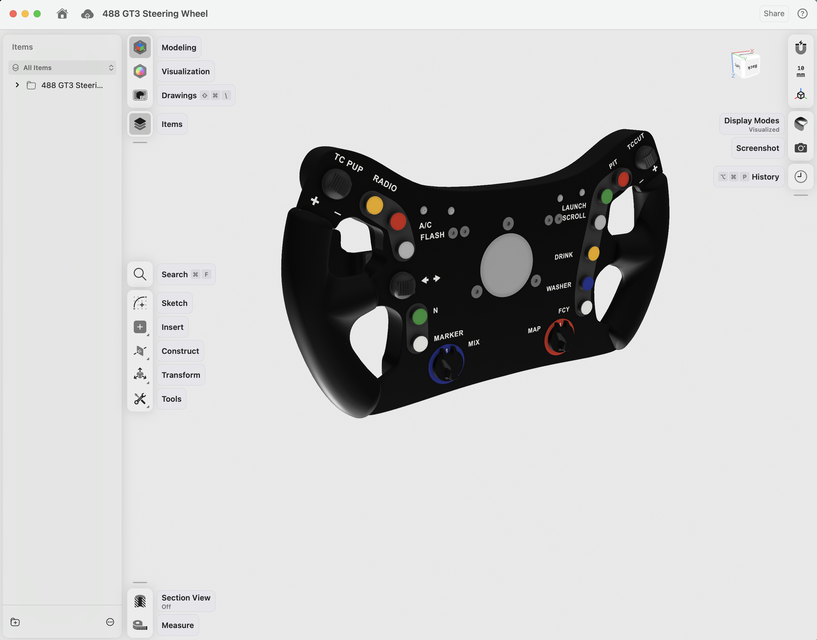 Samuel-supplied working screenshot of the GT3 wheel material and lighting exploration.